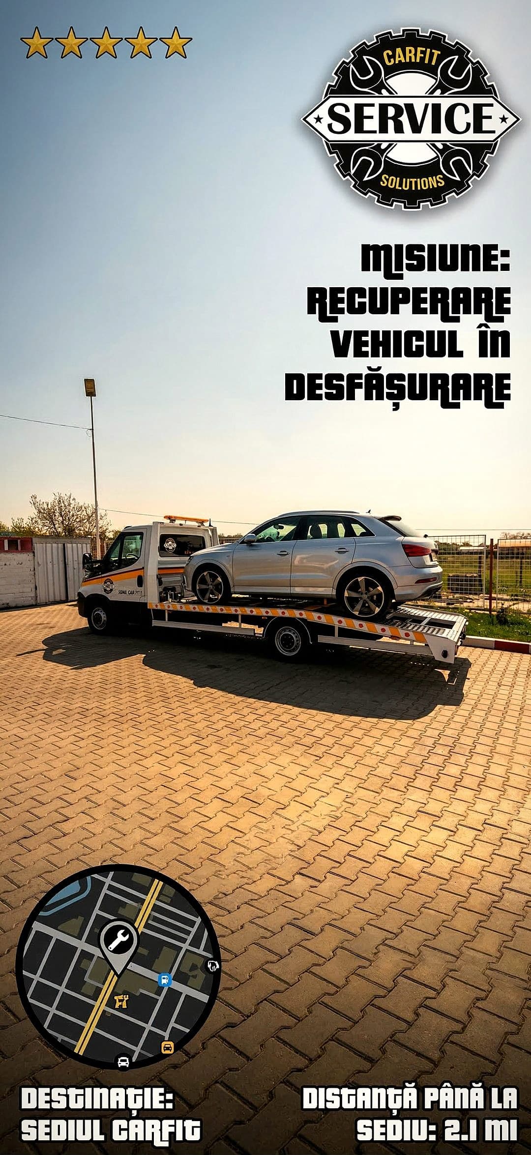 Recuperare vehicul în desfășurare